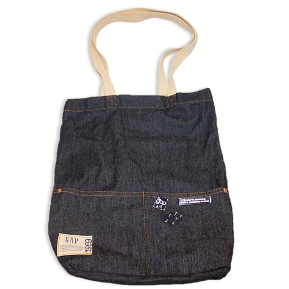 The Gap Tote Bag Denim Purse 1969 with 3 Pins Cardmember Exclusive